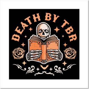 Death By T.B.R To Be Read Skeleton Reading Book Halloween Posters and Art